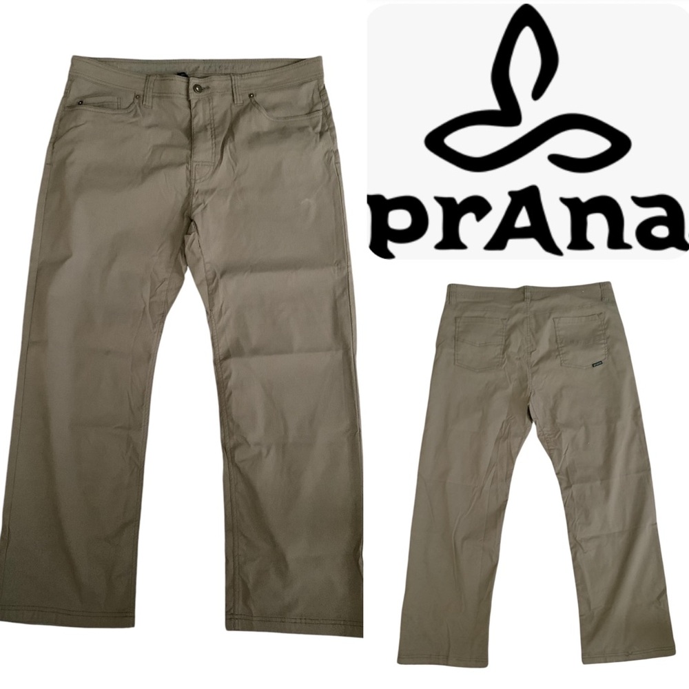 PrAna Pants Mens 38x30 Olive Green Slim Fit Stretch Outdoor Casual Chino Fit